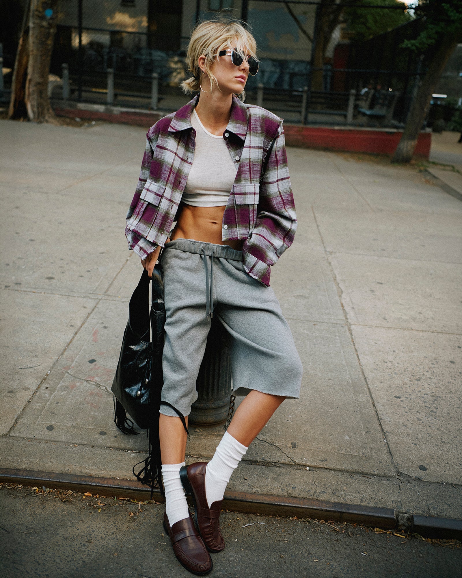 MARLOW TOP OLIVE PLAID