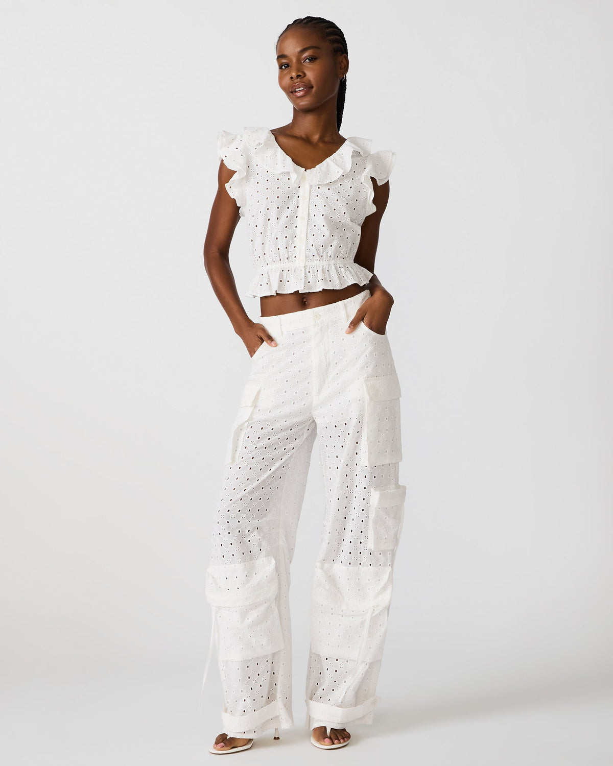 DUO PANT WHITE EYELET