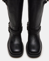 ASTOR BLACK LEATHER WIDE CALF